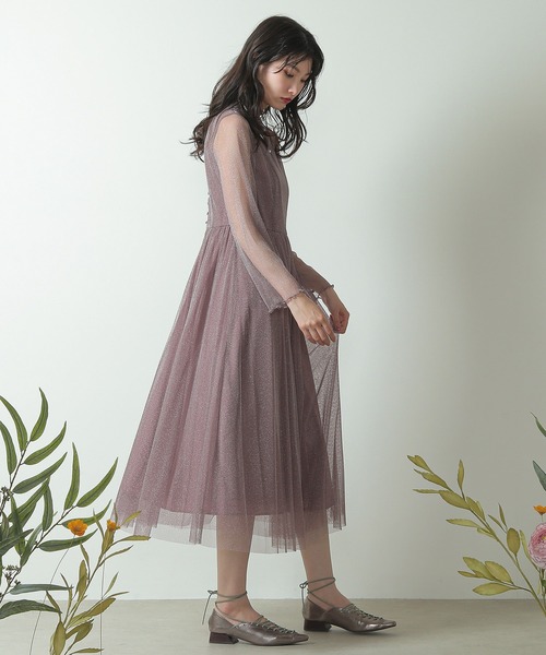 ラメチュール フレア メロウ ワンピース パーティー ドレス 結婚