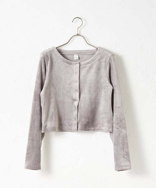 TERRITOIRE(テリトワール)の「ベロアチビカーディガン(カーディガン/ボレロ・レディース・ネイビー/ブラウン/グレー/ピンク/アイボリー・FREE)」の3枚目の写真