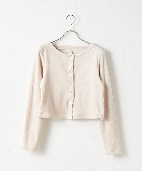 TERRITOIRE(テリトワール)の「ベロアチビカーディガン(カーディガン/ボレロ・レディース・ネイビー/ブラウン/グレー/ピンク/アイボリー・FREE)」の2枚目の写真