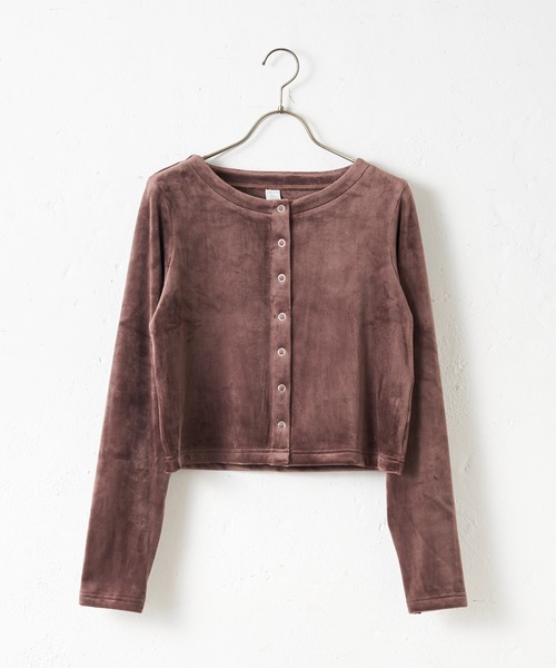 TERRITOIRE(テリトワール)の「ベロアチビカーディガン(カーディガン/ボレロ・レディース・ネイビー/ブラウン/グレー/ピンク/アイボリー・FREE)」の14枚目の写真
