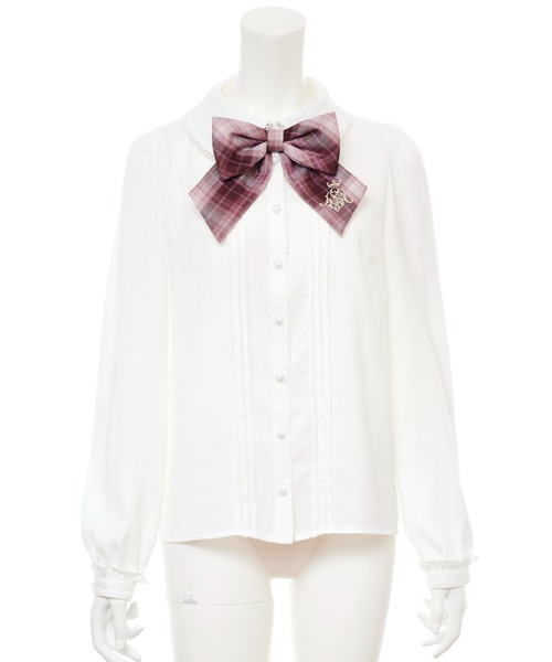 Secret Honey（シークレットハニー）の「リボンタイ付学生風ブラウス（シャツ/ブラウス・レディース・レッド/ピンク/ブルー系その他・MEDIUM）」の11枚目の写真