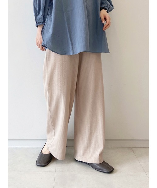 Samansa Mos2 blue(サマンサモスモスブルー)の「カットヘリンボーンジャカードパンツ(その他パンツ・レディース・ベージュ/グレー/チャコール・フリ-)」の3枚目の写真