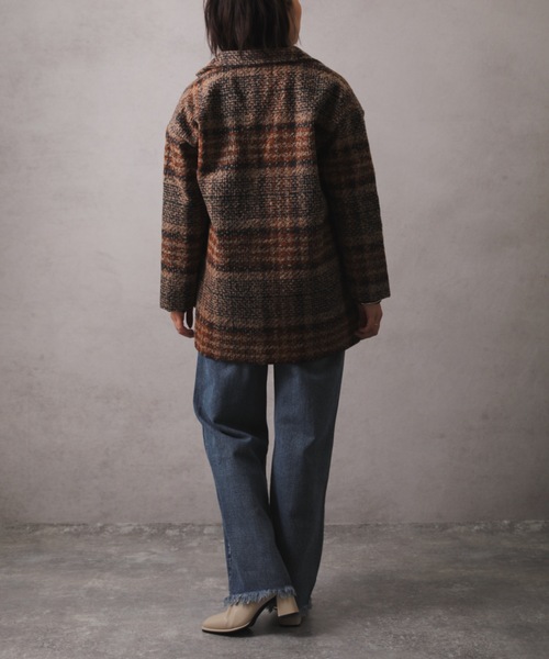 ap retro(アプレトロ)の「チェック柄ショートコート(テーラードジャケット・レディース・グリーン/ブラウン・FREE)」の15枚目の写真