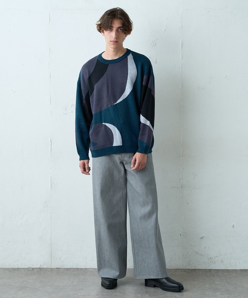 Lui's（ルイス）の「new noble柄ジャガード ビッグニット（ニット/セーター・メンズ・ブラック/グリーン・FREE）」の12枚目の写真