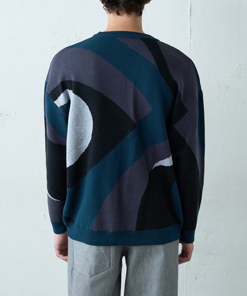 Lui's（ルイス）の「new noble柄ジャガード ビッグニット（ニット/セーター・メンズ・ブラック/グリーン・FREE）」の10枚目の写真