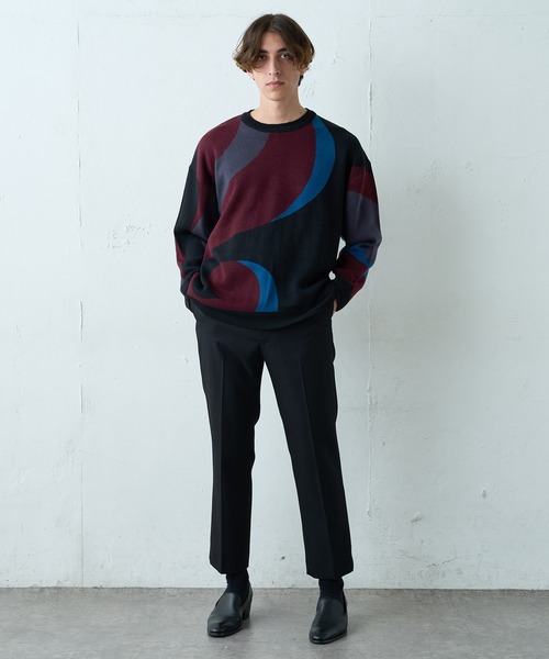 Lui's（ルイス）の「new noble柄ジャガード ビッグニット（ニット/セーター・メンズ・ブラック/グリーン・FREE）」の19枚目の写真