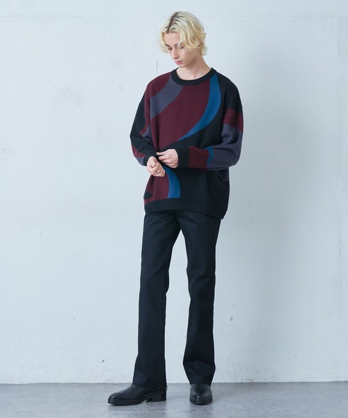 Lui's（ルイス）の「new noble柄ジャガード ビッグニット（ニット/セーター・メンズ・ブラック/グリーン・FREE）」の17枚目の写真