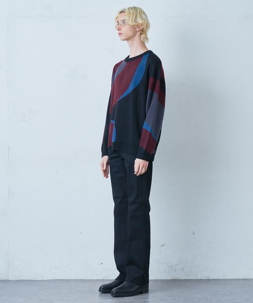 Lui's（ルイス）の「new noble柄ジャガード ビッグニット（ニット/セーター・メンズ・ブラック/グリーン・FREE）」の7枚目の写真