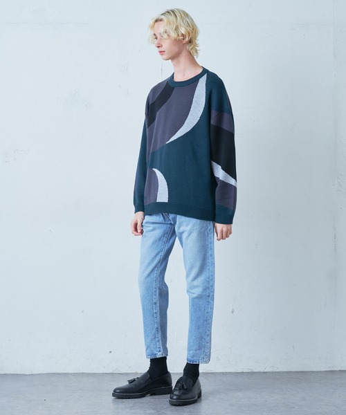 Lui's（ルイス）の「new noble柄ジャガード ビッグニット（ニット/セーター・メンズ・ブラック/グリーン・FREE）」の14枚目の写真