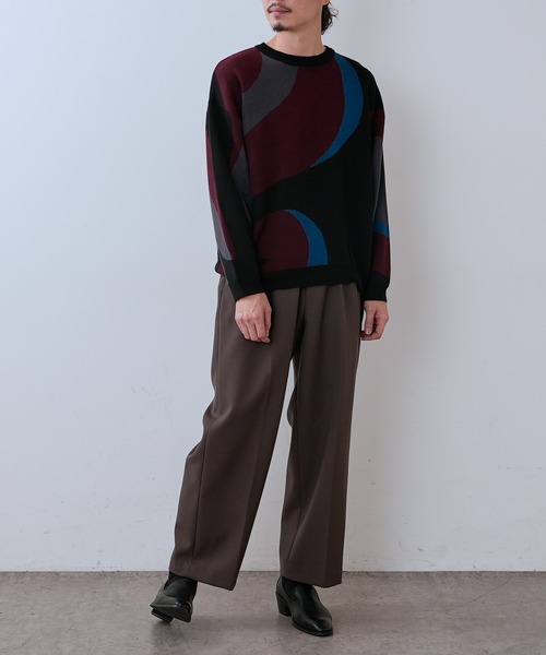 Lui's（ルイス）の「new noble柄ジャガード ビッグニット（ニット/セーター・メンズ・ブラック/グリーン・FREE）」の22枚目の写真