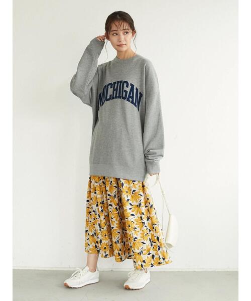 SEVENDAYS=SUNDAY（セブンデイズサンデイ）の「フロッキープリント裏毛スウェットB　＊（スウェット・レディース・ネイビー/杢グレー/アイボリー・L/M/S）」の12枚目の写真