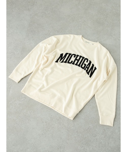 SEVENDAYS=SUNDAY（セブンデイズサンデイ）の「フロッキープリント裏毛スウェットB　＊（スウェット・レディース・ネイビー/杢グレー/アイボリー・L/M/S）」の4枚目の写真