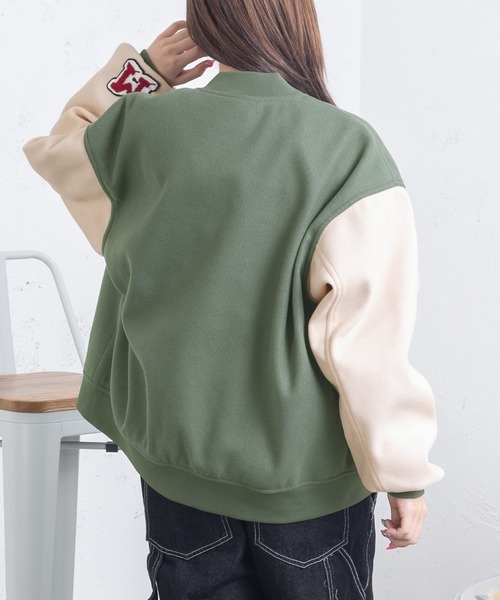 PairPair（ペアペア）の「配色オーバースタジャン(ユニセックス)（スタジャン・レディース・ライトグリーン/グレイッシュブルー・MEDIUM/LARGE）」の11枚目の写真