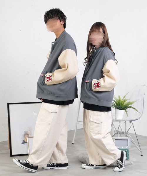 PairPair（ペアペア）の「配色オーバースタジャン(ユニセックス)（スタジャン・レディース・ライトグリーン/グレイッシュブルー・MEDIUM/LARGE）」の22枚目の写真