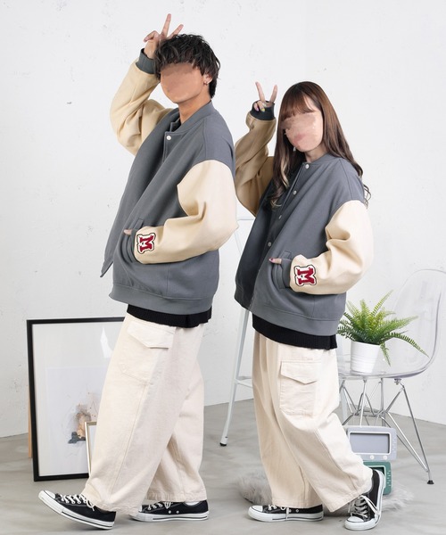 PairPair（ペアペア）の「配色オーバースタジャン(ユニセックス)（スタジャン・レディース・ライトグリーン/グレイッシュブルー・MEDIUM/LARGE）」の16枚目の写真