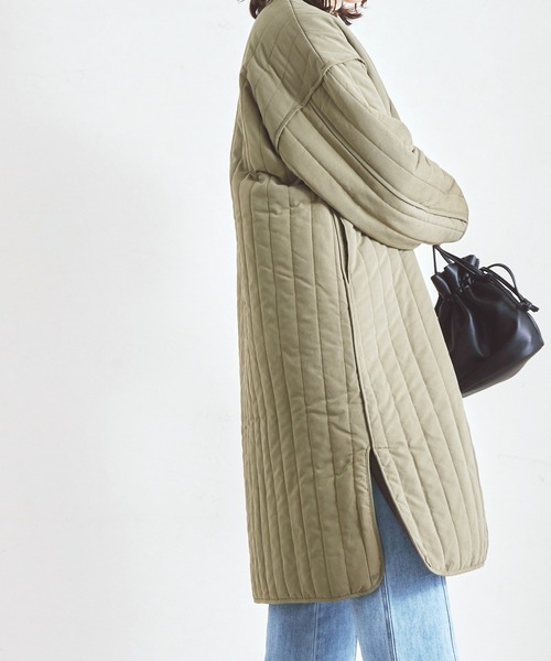 Fizz（フィズ）の「【Fizz/フィズ】　縦キルト中綿入りパイピングノーカラーロングコート（ノーカラーコート・レディース・ブラック/ベージュ/カーキ/アイボリー・M）」の12枚目の写真