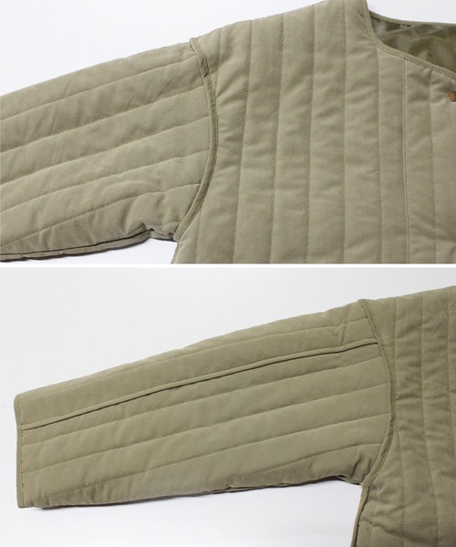 Fizz（フィズ）の「【Fizz/フィズ】　縦キルト中綿入りパイピングノーカラーロングコート（ノーカラーコート・レディース・ブラック/ベージュ/カーキ/アイボリー・M）」の21枚目の写真