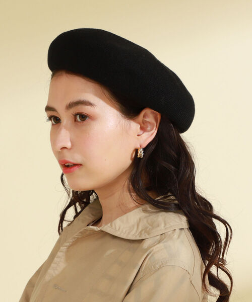 Ray BEAMS(レイビームス)の「Ray BEAMS / コットン リネン ベレー帽(ハンチング/ベレー帽・レディース・ブラック/ベージュ・ONE SIZE)」の2枚目の写真