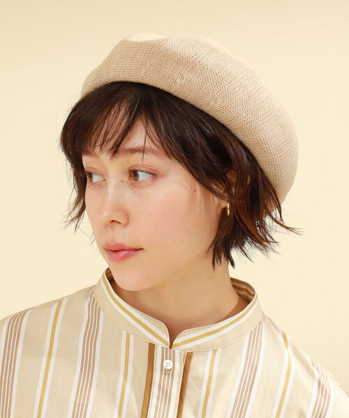 Ray BEAMS(レイビームス)の「Ray BEAMS / コットン リネン ベレー帽(ハンチング/ベレー帽・レディース・ブラック/ベージュ・ONE SIZE)」の4枚目の写真