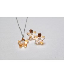【hazeleyes】2点セット/クリアなお花ピアス&ネックレス【hazeleyes-ヘーゼルアイズ】(MA)