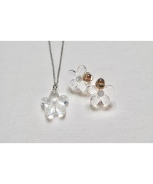 【hazeleyes】2点セット／クリアなお花ピアス&ネックレス【hazeleyes-ヘーゼルアイズ】(MA)