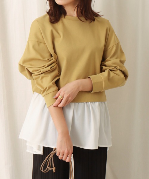 libelle more（リベル モア）の「ポンチ布帛　切替えチュニック（Tシャツ/カットソー・レディース・ブラック/ブラウン/イエロー・M）」の3枚目の写真