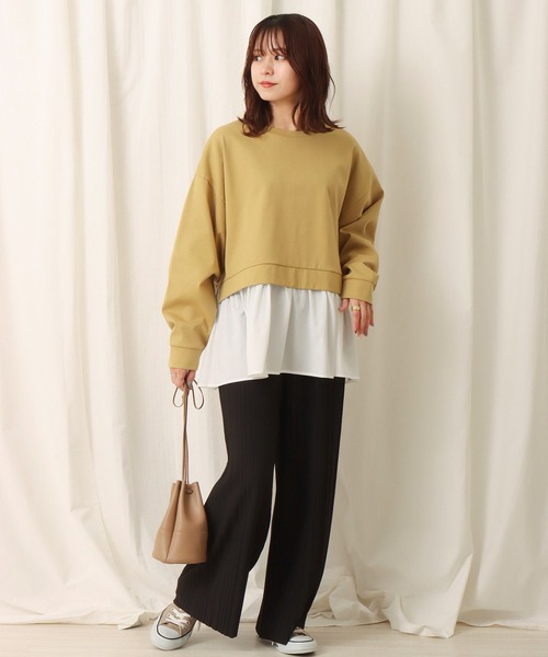 libelle more（リベル モア）の「ポンチ布帛　切替えチュニック（Tシャツ/カットソー・レディース・ブラック/ブラウン/イエロー・M）」の4枚目の写真