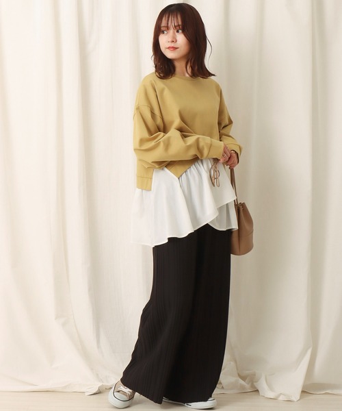 libelle more（リベル モア）の「ポンチ布帛　切替えチュニック（Tシャツ/カットソー・レディース・ブラック/ブラウン/イエロー・M）」の5枚目の写真