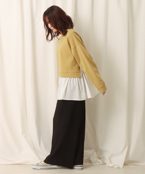 libelle more（リベル モア）の「ポンチ布帛　切替えチュニック（Tシャツ/カットソー・レディース・ブラック/ブラウン/イエロー・M）」の6枚目の写真