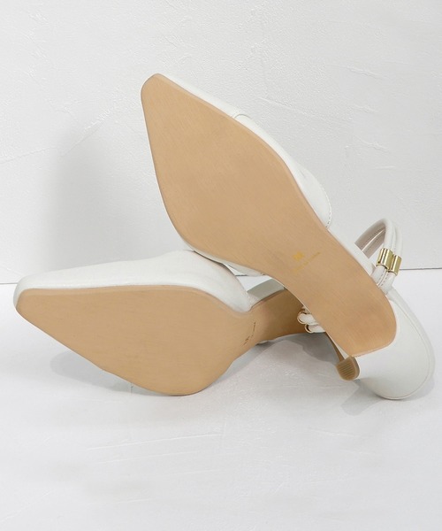 minia（ミニア）の「ポインテッド2WAYストラップミュール　◇（パンプス・レディース・アイボリー/ブラック/ピンク/パイソン・S/L/LL/M）」の10枚目の写真