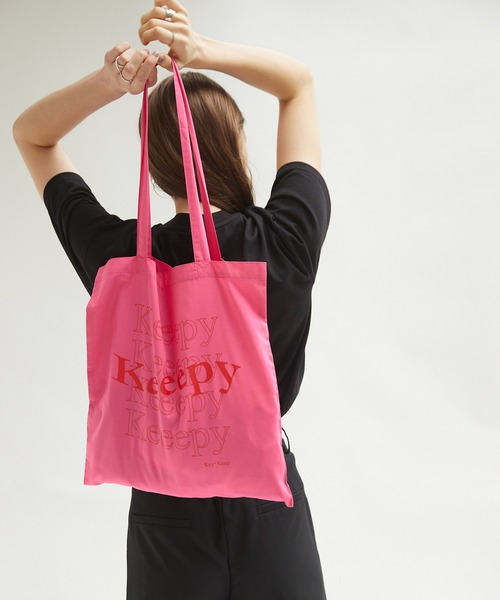 Keeepy（キーピー）の「【Keeepy】wave logo color tote bag（トートバッグ・レディース・ブラック/オフホワイト/ピンク/グリーン/ブルー・FREE）」の5枚目の写真