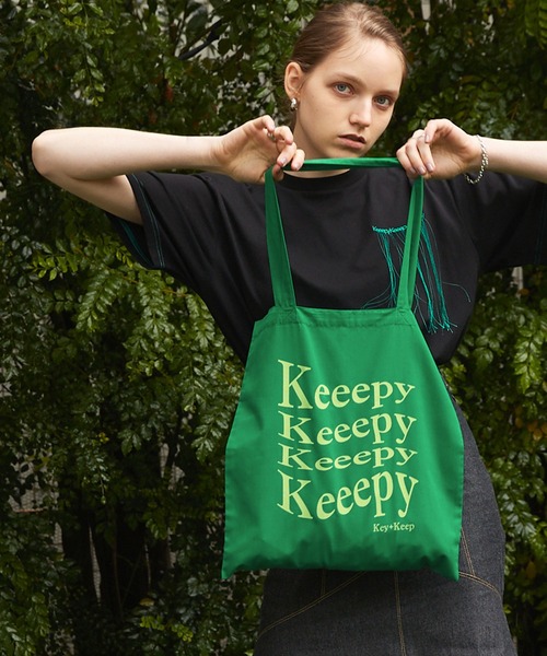 Keeepy（キーピー）の「【Keeepy】wave logo color tote bag（トートバッグ・レディース・ブラック/オフホワイト/ピンク/グリーン/ブルー・FREE）」の3枚目の写真