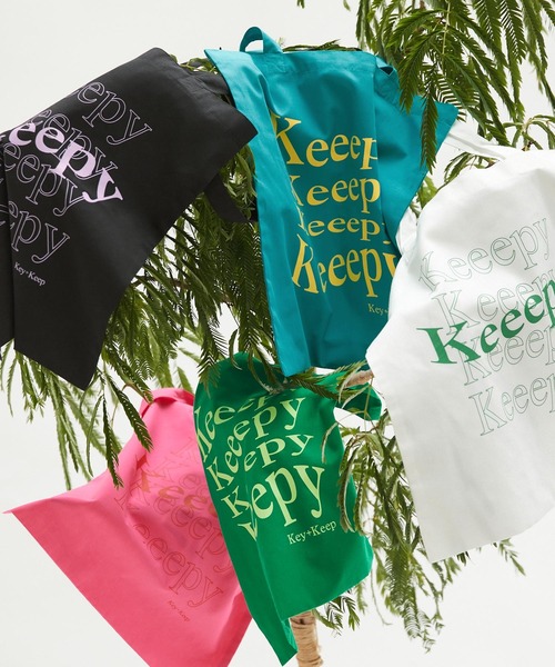 Keeepy（キーピー）の「【Keeepy】wave logo color tote bag（トートバッグ・レディース・ブラック/オフホワイト/ピンク/グリーン/ブルー・FREE）」の2枚目の写真