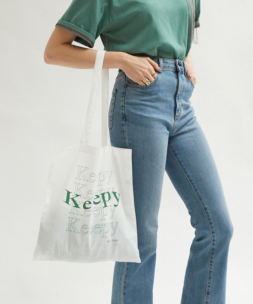 Keeepy（キーピー）の「【Keeepy】wave logo color tote bag（トートバッグ・レディース・ブラック/オフホワイト/ピンク/グリーン/ブルー・FREE）」の6枚目の写真