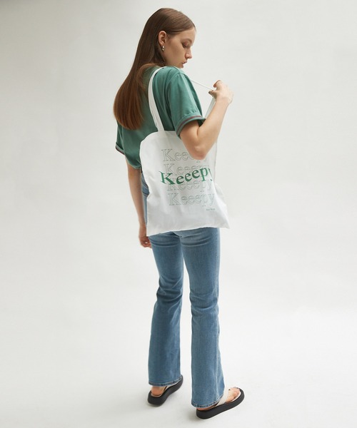 Keeepy（キーピー）の「【Keeepy】wave logo color tote bag（トートバッグ・レディース・ブラック/オフホワイト/ピンク/グリーン/ブルー・FREE）」の8枚目の写真