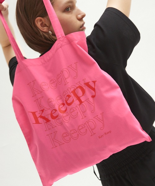 Keeepy（キーピー）の「【Keeepy】wave logo color tote bag（トートバッグ・レディース・ブラック/オフホワイト/ピンク/グリーン/ブルー・FREE）」の15枚目の写真