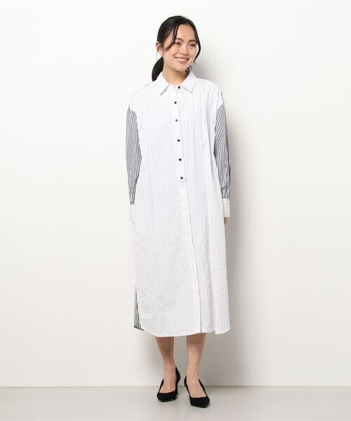 Te chichi(テチチ)の「ブロード柄アソートシャツワンピース(シャツワンピース・レディース・ネイビー/オフホワイト/ブルー・フリ-)」の7枚目の写真