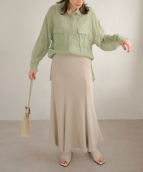 ＡＮＤＪ（アンドジェイ）の「ジョーゼットマーメイドスカート（スカート・レディース・ブラック/オレンジ/ブルー/グリーン/イエロー系その他/グレイッシュベージュ・M）」の18枚目の写真