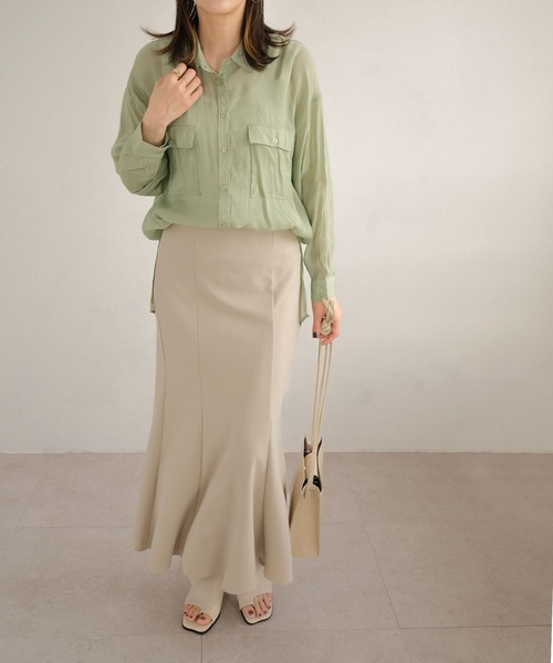 ＡＮＤＪ（アンドジェイ）の「ジョーゼットマーメイドスカート（スカート・レディース・ブラック/オレンジ/ブルー/グリーン/イエロー系その他/グレイッシュベージュ・M）」の19枚目の写真