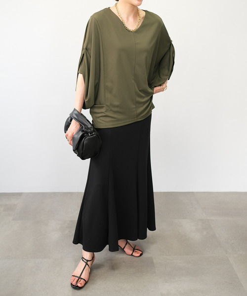 ＡＮＤＪ（アンドジェイ）の「ジョーゼットマーメイドスカート（スカート・レディース・ブラック/オレンジ/ブルー/グリーン/イエロー系その他/グレイッシュベージュ・M）」の7枚目の写真