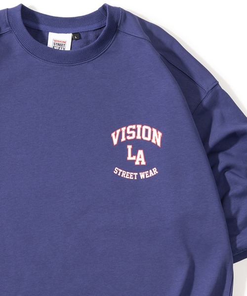 VISION STREET WEAR(ヴィジョンストリートウェア)の「【VISION STREET WEAR/ヴィジョンストリートウェア】ベースボールロゴ裏毛Tシャツ/半袖スウェット/ワンポイント/ビッグシルエット(Tシャツ/カットソー・メンズ・チャコールグレー/アッシュグレー/ネイビー/グリーン・M/L/XL)」の4枚目の写真