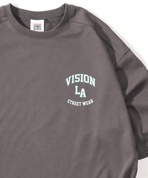 【VISION STREET WEAR/ヴィジョンストリートウェア】ベースボールロゴ裏毛Tシャツ/半袖スウェット/ワンポイント/ビッグシルエット