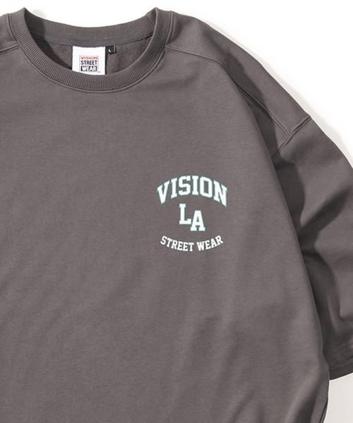 VISION STREET WEAR(ヴィジョンストリートウェア)の「【VISION STREET WEAR/ヴィジョンストリートウェア】ベースボールロゴ裏毛Tシャツ/半袖スウェット/ワンポイント/ビッグシルエット(Tシャツ/カットソー・メンズ・チャコールグレー/アッシュグレー/ネイビー/グリーン・M/L/XL)」の1枚目の写真