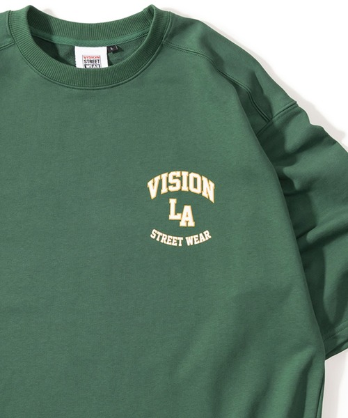 VISION STREET WEAR(ヴィジョンストリートウェア)の「【VISION STREET WEAR/ヴィジョンストリートウェア】ベースボールロゴ裏毛Tシャツ/半袖スウェット/ワンポイント/ビッグシルエット(Tシャツ/カットソー・メンズ・チャコールグレー/アッシュグレー/ネイビー/グリーン・M/L/XL)」の3枚目の写真