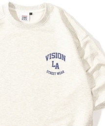 【VISION STREET WEAR／ヴィジョンストリートウェア】ベースボールロゴ裏毛Tシャツ/半袖スウェット/ワンポイント/ビッグシルエット