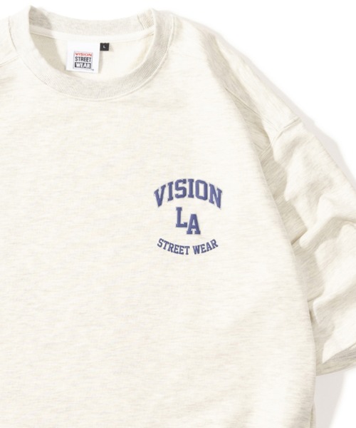 VISION STREET WEAR(ヴィジョンストリートウェア)の「【VISION STREET WEAR/ヴィジョンストリートウェア】ベースボールロゴ裏毛Tシャツ/半袖スウェット/ワンポイント/ビッグシルエット(Tシャツ/カットソー・メンズ・チャコールグレー/アッシュグレー/ネイビー/グリーン・M/L/XL)」の2枚目の写真