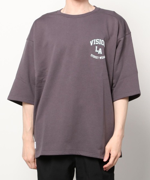 VISION STREET WEAR(ヴィジョンストリートウェア)の「【VISION STREET WEAR/ヴィジョンストリートウェア】ベースボールロゴ裏毛Tシャツ/半袖スウェット/ワンポイント/ビッグシルエット(Tシャツ/カットソー・メンズ・チャコールグレー/アッシュグレー/ネイビー/グリーン・M/L/XL)」の7枚目の写真