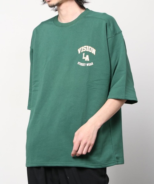 VISION STREET WEAR(ヴィジョンストリートウェア)の「【VISION STREET WEAR/ヴィジョンストリートウェア】ベースボールロゴ裏毛Tシャツ/半袖スウェット/ワンポイント/ビッグシルエット(Tシャツ/カットソー・メンズ・チャコールグレー/アッシュグレー/ネイビー/グリーン・M/L/XL)」の9枚目の写真