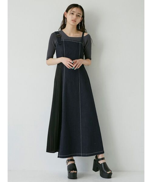 MURUA(ムルーア)の「スイッチジャンパースカート(ワンピース・レディース・ベージュ/インディゴブルー/アイボリー・1/2)」の3枚目の写真