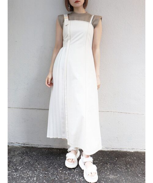 MURUA(ムルーア)の「スイッチジャンパースカート(ワンピース・レディース・ベージュ/インディゴブルー/アイボリー・1/2)」の1枚目の写真